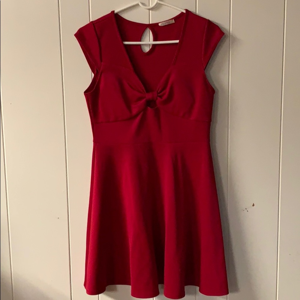 Red lamp dress with keyhole.